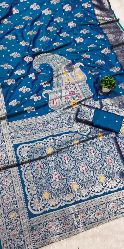 MB 3279 Blue Soft Banarasi Silk Saree with Lace Work & Zari Work. Festive Deal ₹1899. Delivery 4-6 Working Days. Shop now. | Sarees, Bollywood Sarees, Creative Sarees, Designer Sarees, Embroidered Sarees, Ethnic Saree, Modern Digital sarees, Party Wear Sarees