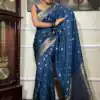 KPR 210 Blue Soft Lichi Silk Saree with Lace Work & Lace Border. Special Price ₹1399. Delivery 4-6 Working Days. Shop now. | Sarees, Bollywood Sarees, Creative Sarees, Designer Sarees, Embroidered Sarees, Ethnic Saree, Modern Digital sarees, Party Wear Sarees