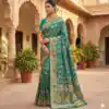 Firozi Banarasi Silk Zari Work All Over Saree