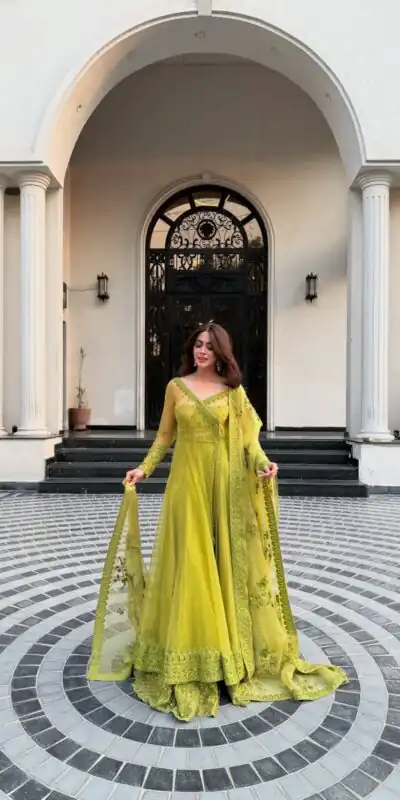 RTC 5895 Green Butterfly Net Lehenga Choli with Designer Work. Affordable Price ₹2599. Delivery 4-6 Working Days. Shop now. | Lehenga, Bollywood Lehenga, Creative Lehenga, Designer Lehenga, Embroidered Lehenga, Party Wear Lehenga