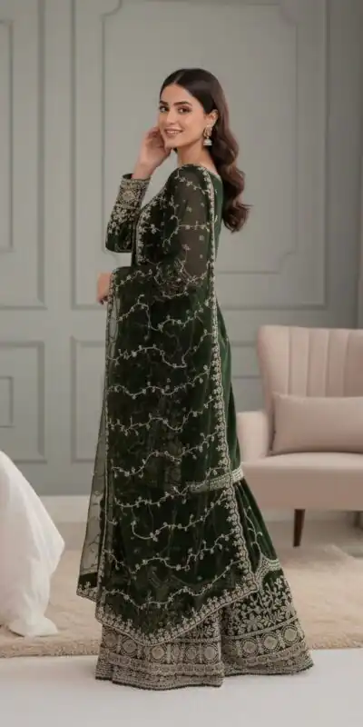 SSR 533 Green Color Fendy Silk Salwar Suit with Embroidery Work. Affordable Price ₹2149. Delivery 4-6 Working Days. Shop now. | Jump Suits, Salwar suit, Casual Suits, Creative suits, Designer Suits, Palazzo Suits, Party Wear Suits, Patiala Suits, Straight Suits