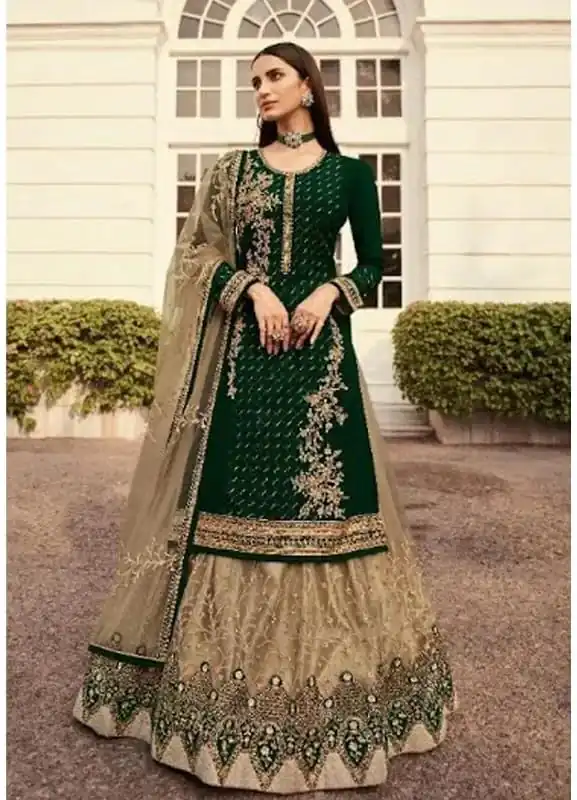 DS LT 7006 Green in Georgette Embroidery Work & Stone Work Lehenga Choli . Festive Deal ₹2549. Delivery 4-6 Working Days. Shop now. | Lehenga, Bollywood Lehenga, Creative Lehenga, Designer Lehenga, Embroidered Lehenga, Party Wear Lehenga