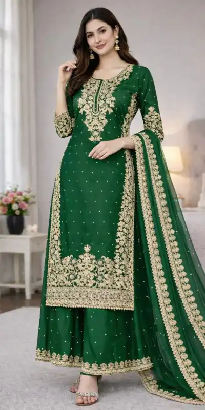SSR 535 Green in Organza Silk Embroidery Work Salwar Suit . Available at ₹2399 only. Delivery 4-6 Working Days. Shop now. | Jump Suits, Tops & Bottoms, Track Suits, Salwar suit, Casual Suits, Creative suits, Designer Suits, Palazzo Suits, Party Wear Suits, Patiala Suits, Straight Suits, Trendy Wear
