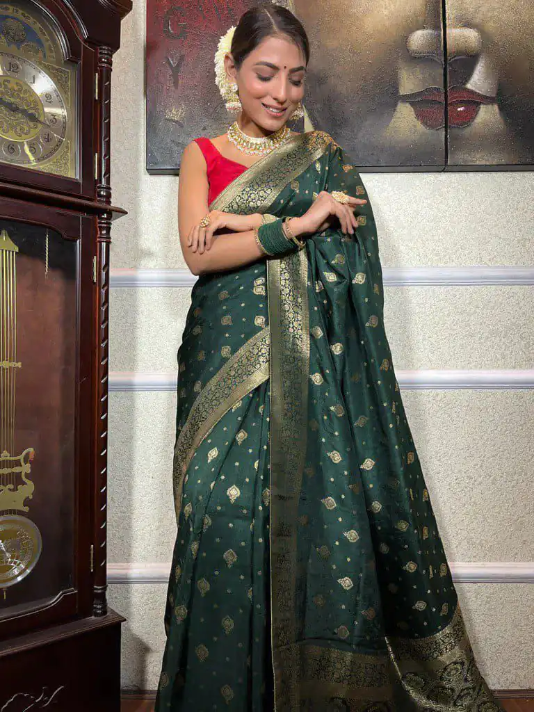 KPR 210 Green Soft Lichi Silk Saree with Lace Work & Lace Border. Special Price ₹1399. Delivery 4-6 Working Days. Shop now. | Sarees, Bollywood Sarees, Creative Sarees, Designer Sarees, Embroidered Sarees, Ethnic Saree, Modern Digital sarees, Party Wear Sarees