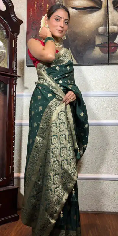 KPR 210 Green Soft Lichi Silk Saree with Lace Work & Lace Border. Special Price ₹1399. Delivery 4-6 Working Days. Shop now. | Sarees, Bollywood Sarees, Creative Sarees, Designer Sarees, Embroidered Sarees, Ethnic Saree, Modern Digital sarees, Party Wear Sarees