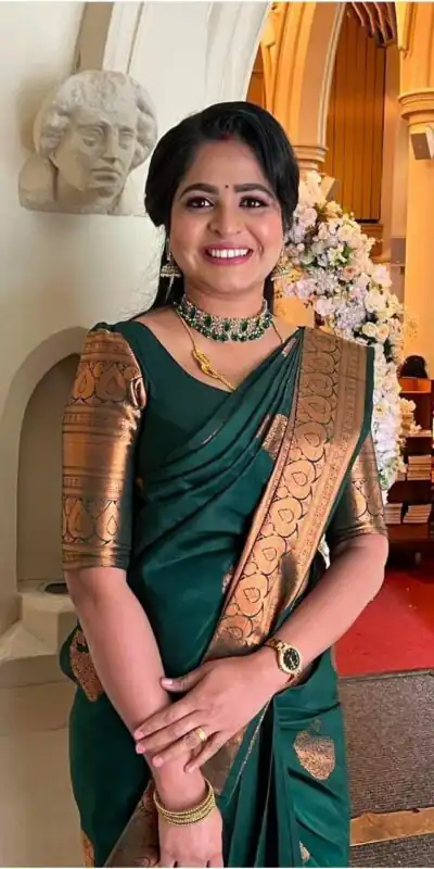 Alternative view of Green Soft Lichi Silk Jacquard Work All Over Saree