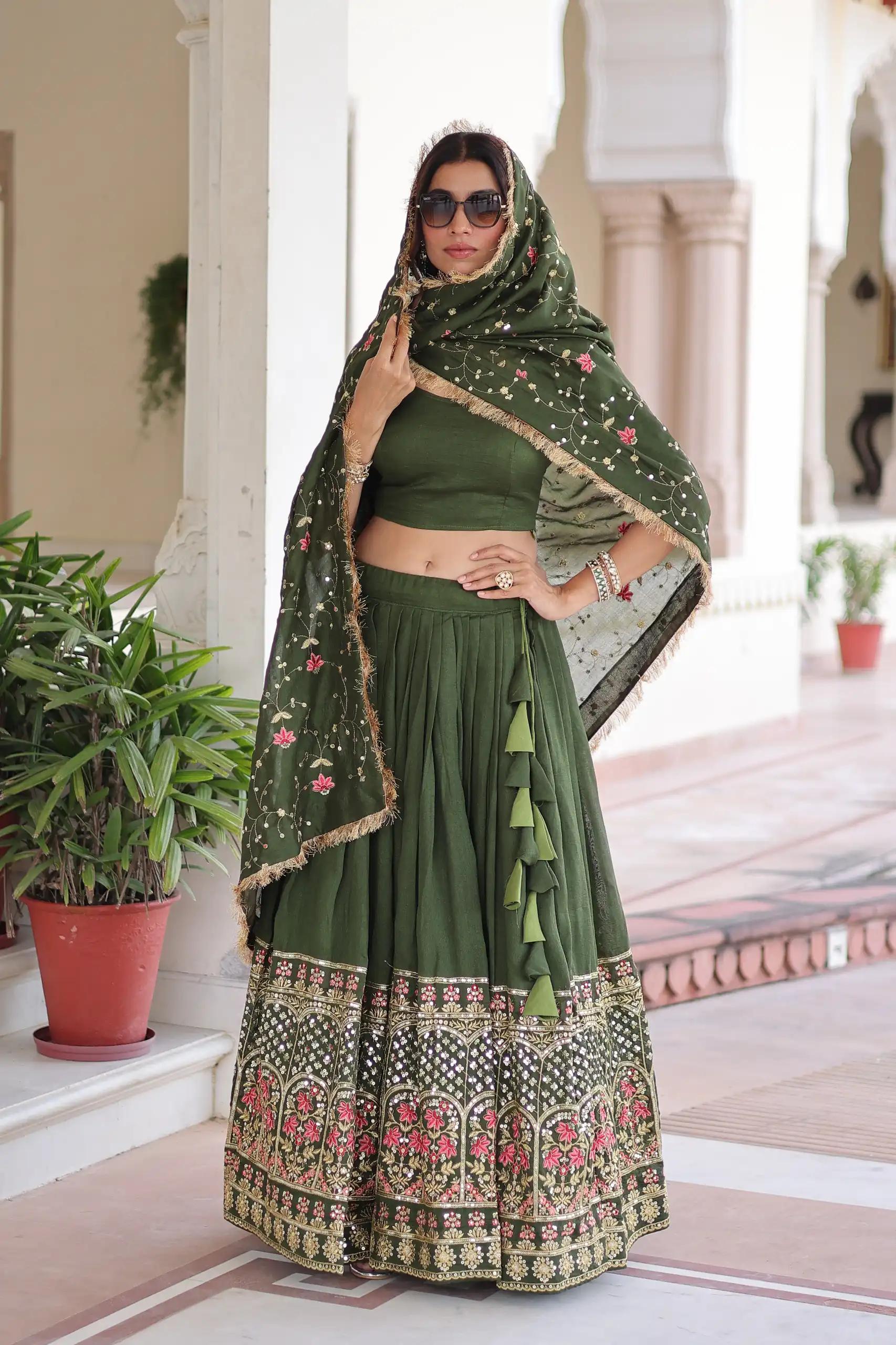 KA 5051 Green in Vichitra Silk Embroidery Work & Sequins Work Lehenga Choli . Now at just ₹2499. Delivery 4-6 Working Days. Shop now. | Lehenga, Bollywood Lehenga, Creative Lehenga, Designer Lehenga, Embroidered Lehenga, Party Wear Lehenga