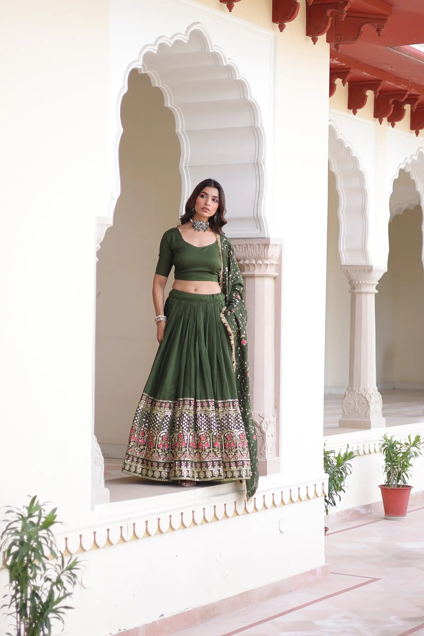 KA 5051 Green in Vichitra Silk Embroidery Work & Sequins Work Lehenga Choli . Now at just ₹2499. Delivery 4-6 Working Days. Shop now. | Lehenga, Bollywood Lehenga, Creative Lehenga, Designer Lehenga, Embroidered Lehenga, Party Wear Lehenga