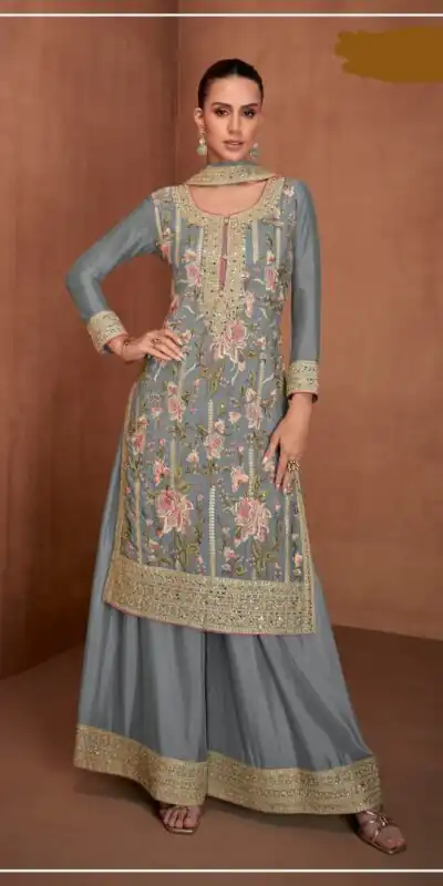 FC 7478 Grey in Chinon Embroidery Work Salwar Suit . Special Price ₹3099. Wedding, Party, Festive, Events, Delivery 4-6 Working Days. Shop now. | Jump Suits, Tops & Bottoms, Track Suits, Salwar suit, Casual Suits, Creative suits, Designer Suits, Palazzo Suits, Party Wear Suits, Patiala Suits, Straight Suits, Trendy Wear