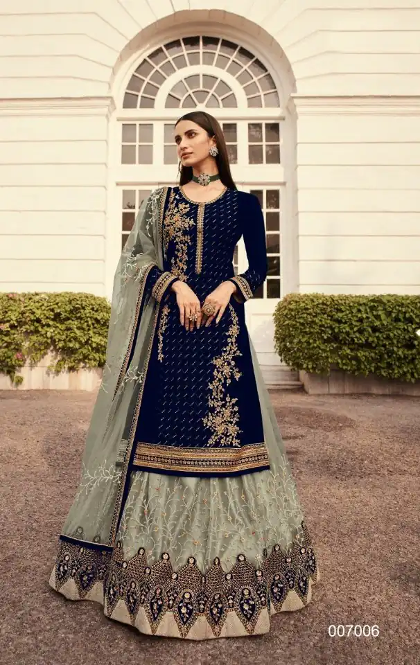DS LT 7006 Grey in Georgette Embroidery Work & Stone Work Lehenga Choli . Festive Deal ₹2549. Delivery 4-6 Working Days. Shop now. | Lehenga, Bollywood Lehenga, Creative Lehenga, Designer Lehenga, Embroidered Lehenga, Party Wear Lehenga