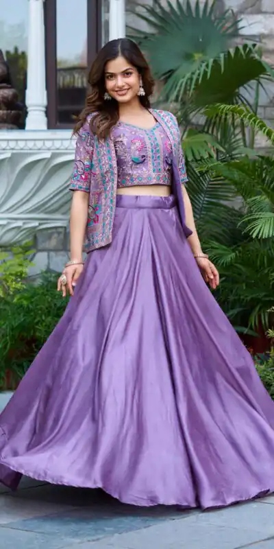 Ram 142 Lavender Vichitra Lehenga Choli with Embroidery Work & Thread Embroidery. Introductory Price βΉ2549. Delivery 4-6 Working Days. Shop now. | Lehenga, Bollywood Lehenga, Creative Lehenga, Designer Lehenga, Embroidered Lehenga, Party Wear Lehenga