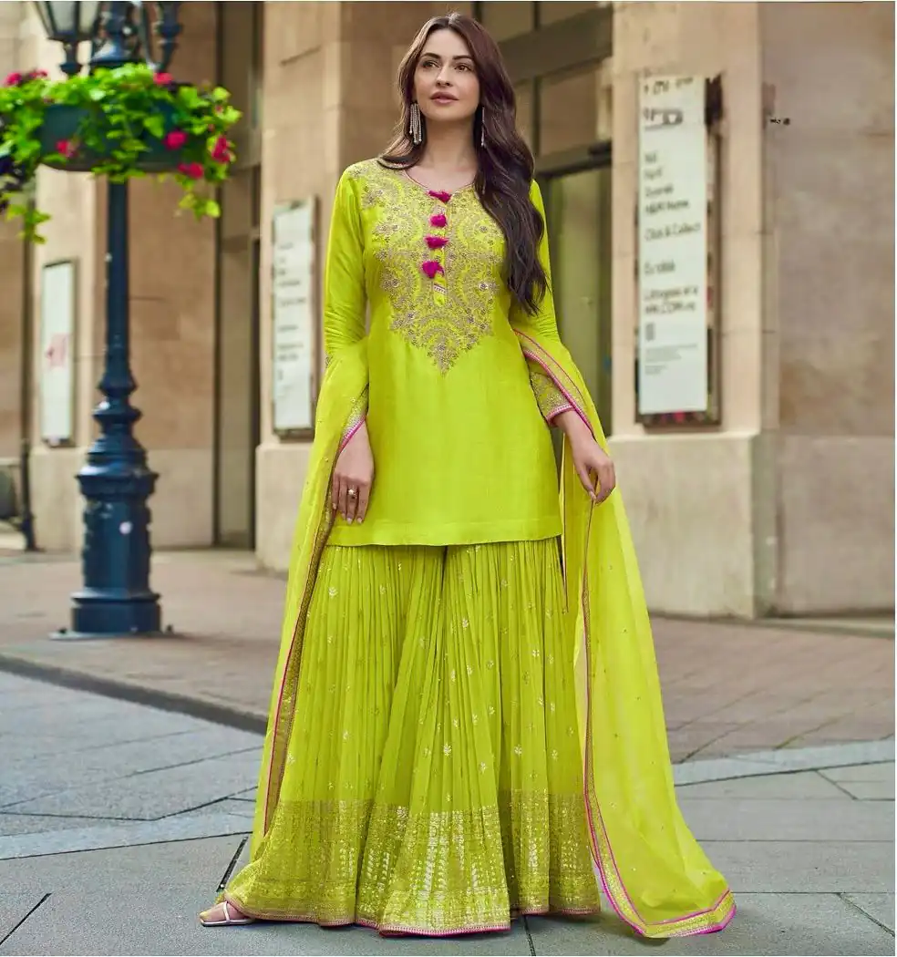 ST 233 Lime Yellow in Color Embroidery Work Salwar Suit Faux Georgette. Get it for ₹2049. Delivery 4-6 Working Days. Shop now. | Jump Suits, Tops & Bottoms, Track Suits, Salwar suit, Casual Suits, Creative suits, Designer Suits, Palazzo Suits, Party Wear Suits, Patiala Suits, Straight Suits, Trendy Wear