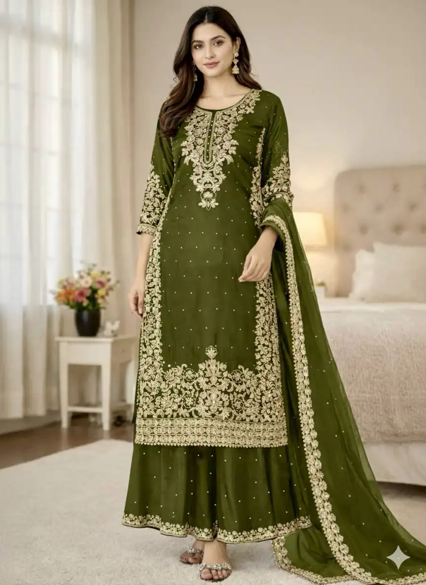 SSR 535 Mahendi in Organza Silk Embroidery Work Salwar Suit . Available at ₹2399 only. Delivery 4-6 Working Days. Shop now. | Jump Suits, Tops & Bottoms, Track Suits, Salwar suit, Casual Suits, Creative suits, Designer Suits, Palazzo Suits, Party Wear Suits, Patiala Suits, Straight Suits, Trendy Wear