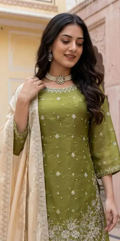 KD 1549 Mahendi Sequence Work Organza Silk Salwar Suit with Designer Work. Affordable Price ₹2149. Delivery 4-6 Working Days. Shop now. | Jump Suits, Tops & Bottoms, Track Suits, Salwar suit, Casual Suits, Creative suits, Designer Suits, Palazzo Suits, Party Wear Suits, Patiala Suits, Straight Suits, Trendy Wear