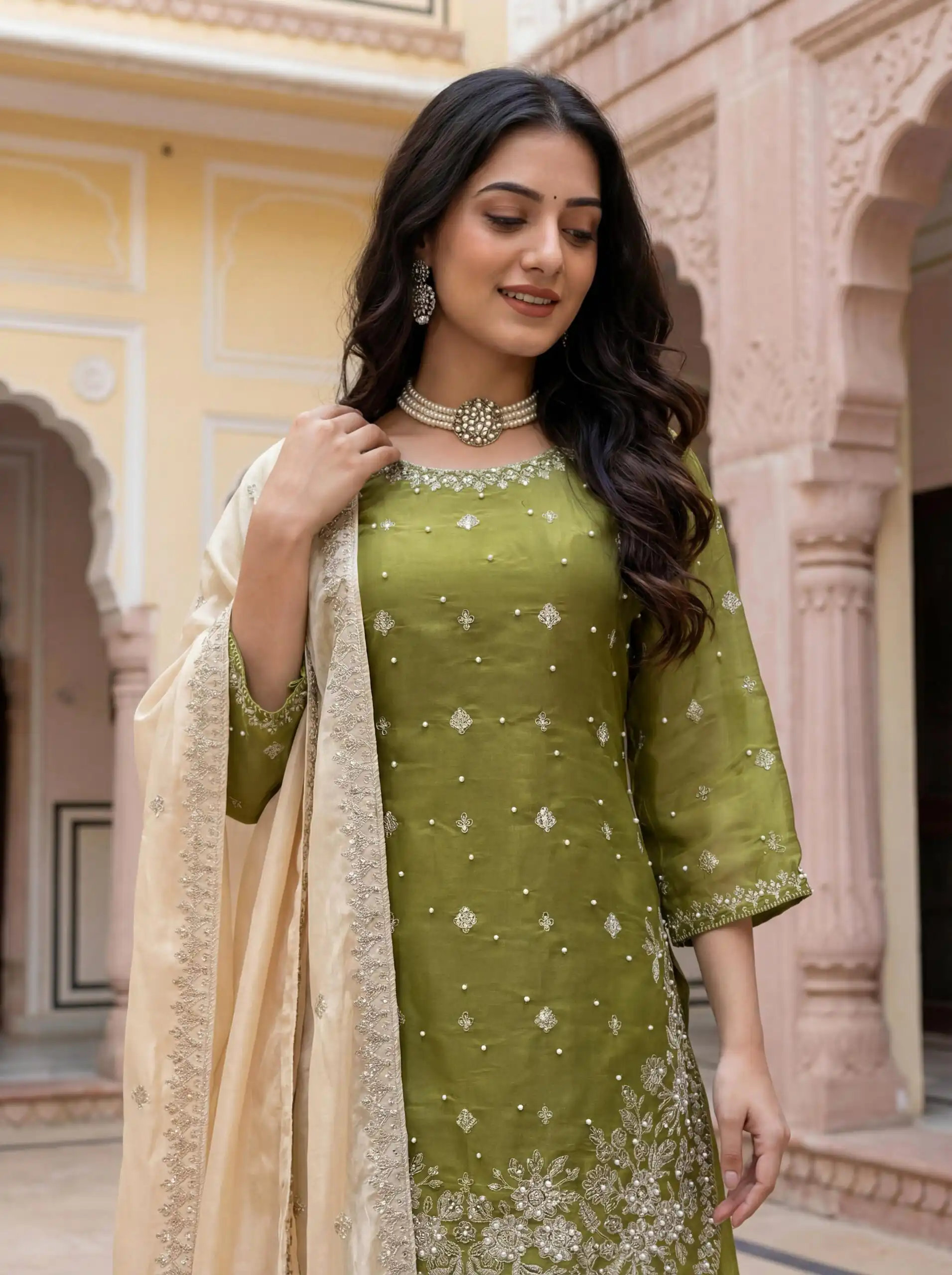 KD 1549 Mahendi Sequence Work Organza Silk Salwar Suit with Designer Work. Affordable Price ₹2149. Delivery 4-6 Working Days. Shop now. | Jump Suits, Tops & Bottoms, Track Suits, Salwar suit, Casual Suits, Creative suits, Designer Suits, Palazzo Suits, Party Wear Suits, Patiala Suits, Straight Suits, Trendy Wear