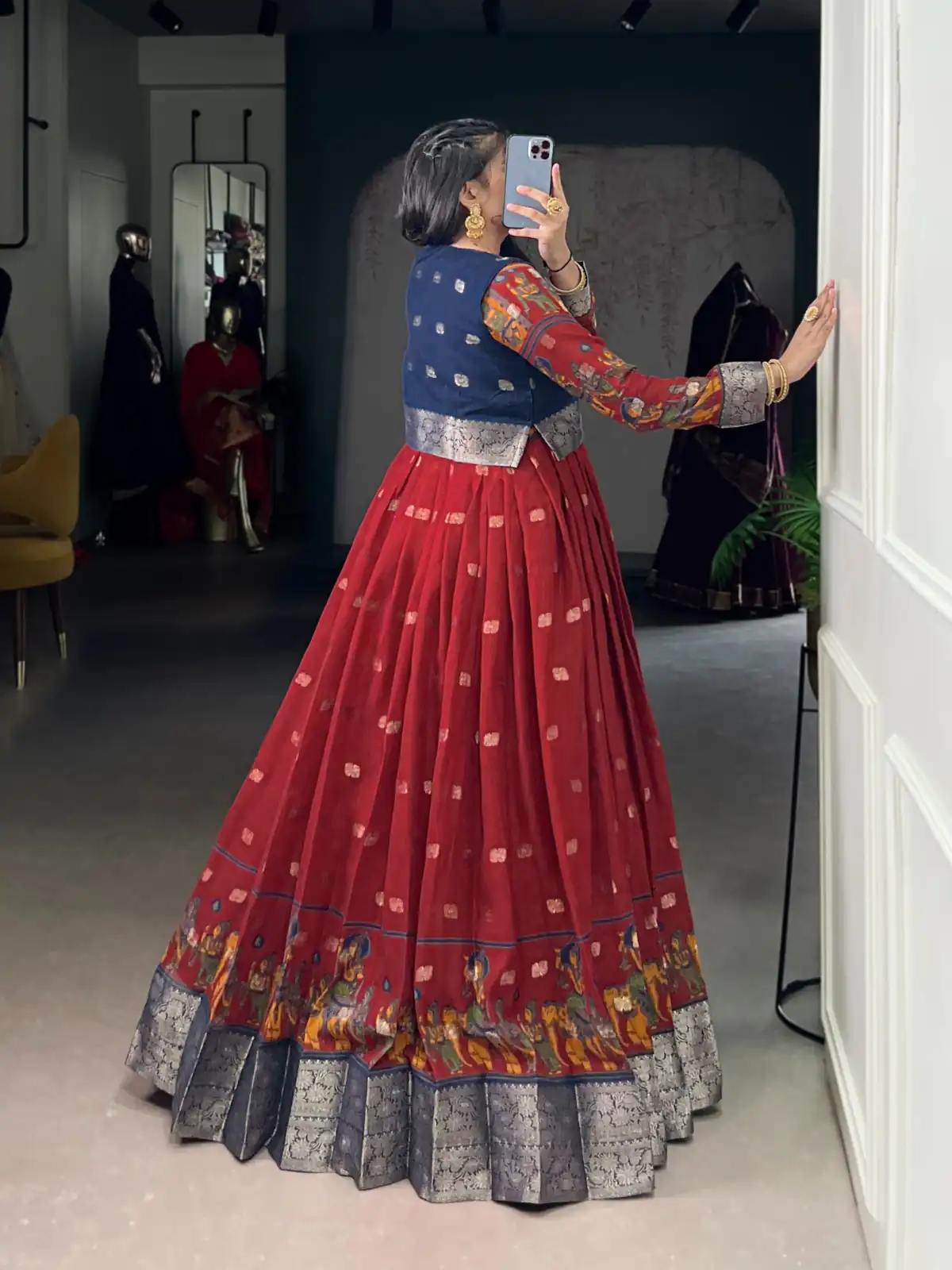 YNF 5031 Maroon Color Poly Cotton Kalamkari Print Zari Weaving Work Gown Casual, Wedding, Festive, Events . Expected Delivery  4-6 Working Days @1999/- only      | Gowns, Bollywood Gowns, Creative Gowns, Designer Gowns, Embroidered Gowns, Party Wear Gowns