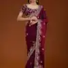 E BT 438 Maroon in Fandy Satin Silk mbroidery Work & Zari Work Saree. Special Price ₹1949. Delivery 4-6 Working Days. Shop now. | Sarees, Bollywood Sarees, Creative Sarees, Designer Sarees, Embroidered Sarees, Ethnic Saree, Modern Digital sarees, Party Wear Sarees