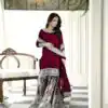Maroon Faux Georgette Embroidery Rivet Moti Work Salwar Suit