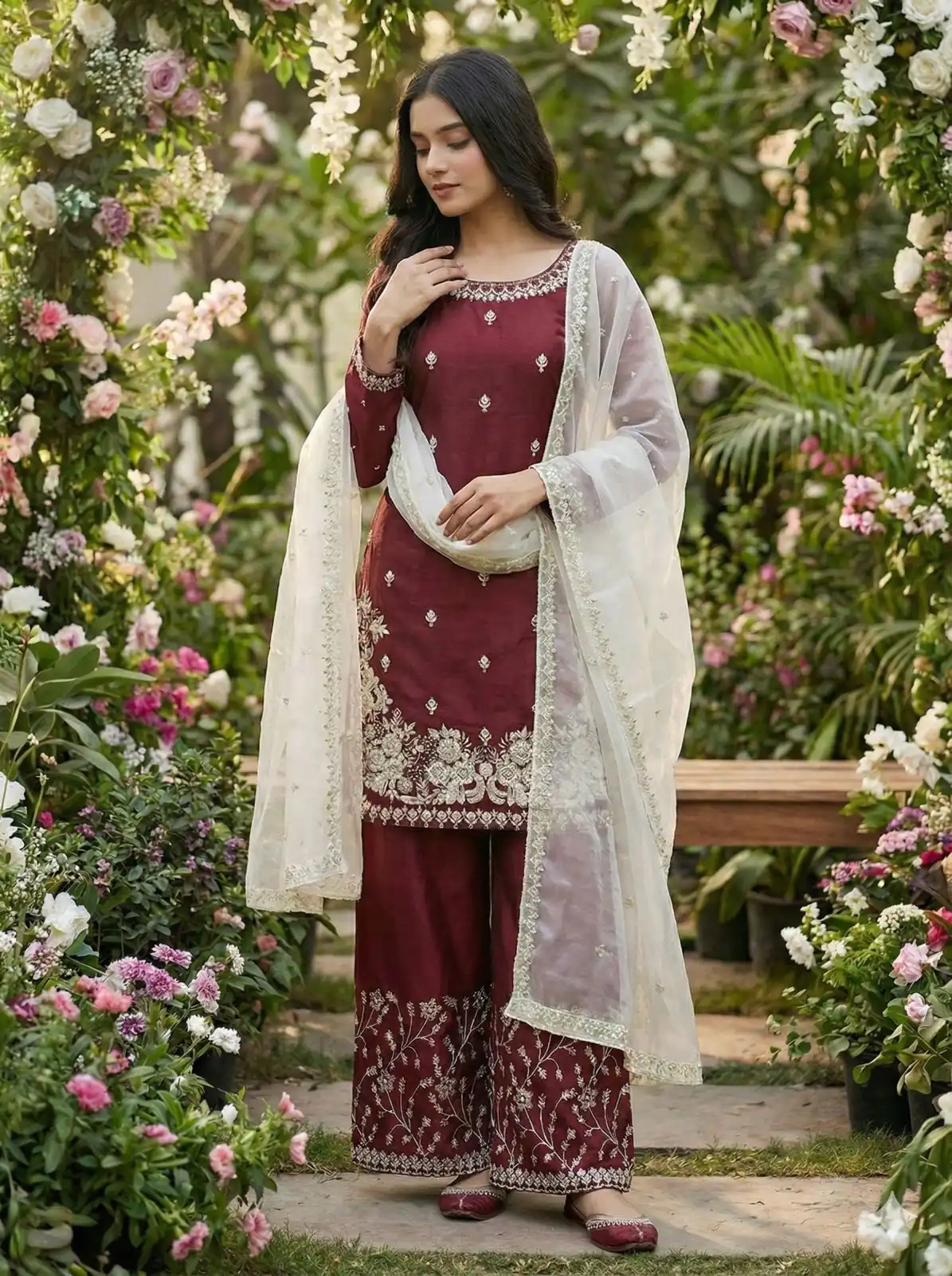 Maroon Organza Silk Salwar Suit ZSR 3157 Maroon with Lace Work & Embroidery Work. Introductory Price ₹2149. Delivery 4-6 Working Days. Shop now. | Jump Suits, Tops & Bottoms, Track Suits, Salwar suit, Casual Suits, Creative suits, Designer Suits, Palazzo Suits, Party Wear Suits, Patiala Suits, Straight Suits, Trendy Wear