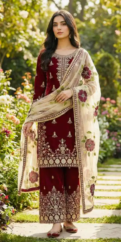 SRK 5318 Maroon in Organza Silk Lace Work & Embroidery Work Salwar Suit . Get it for ₹2399. Delivery 4-6 Working Days. Shop now. | Jump Suits, Tops & Bottoms, Track Suits, Salwar suit, Casual Suits, Creative suits, Designer Suits, Palazzo Suits, Party Wear Suits, Patiala Suits, Straight Suits, Trendy Wear