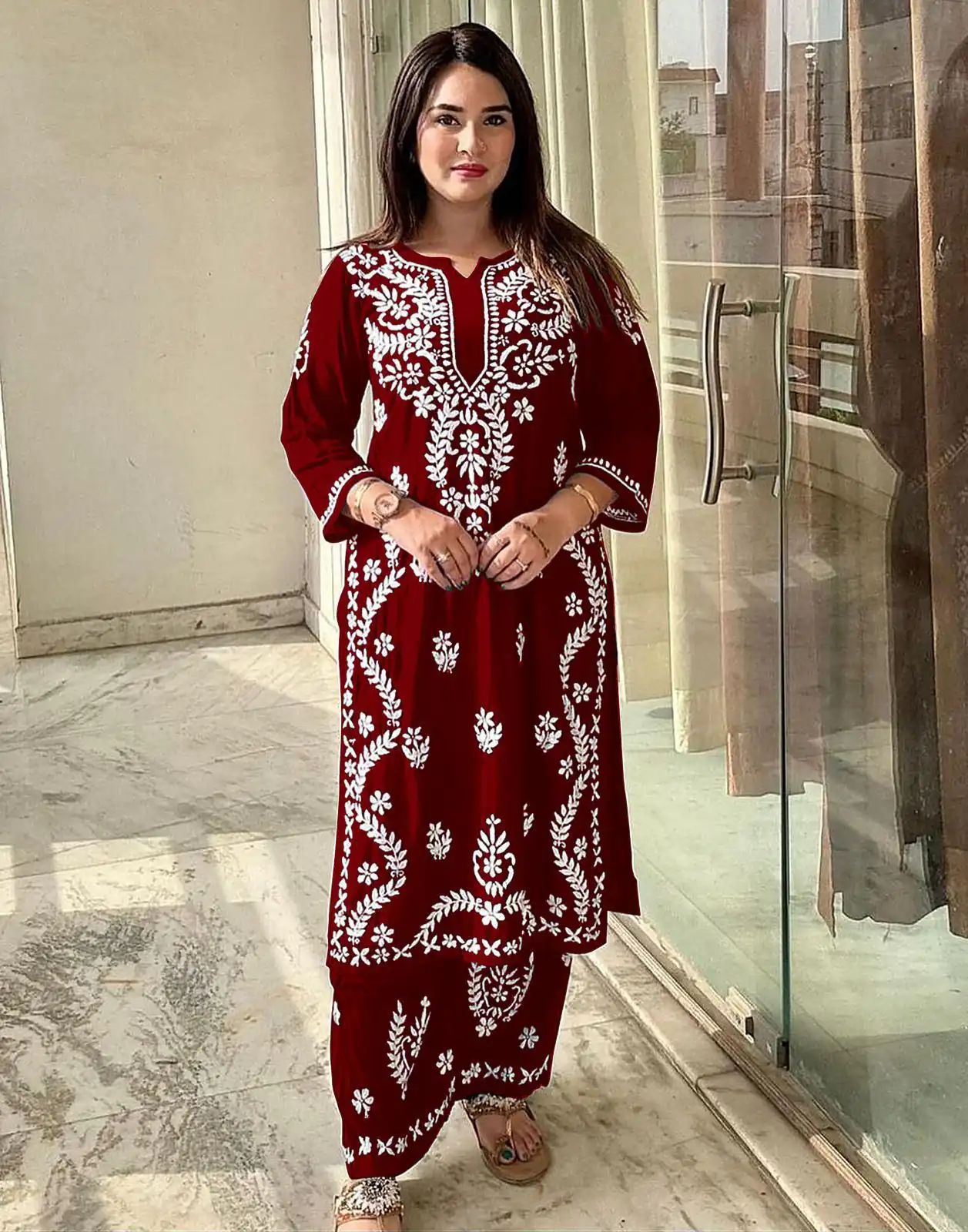 MF 627 Maroon Rayon With Wid Lakhnavi Style Work Kurti Designer Work. Grab it for ₹1449. Delivery 4-6 Working Days. Shop now. | Kurti, Bollywood Kurti, Creative Kurtis, Designer Kurti, Party Wear Kurti, Selfie Kurti