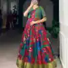 Maroon Taser Silk Zari Work Kalamkari Print Gown