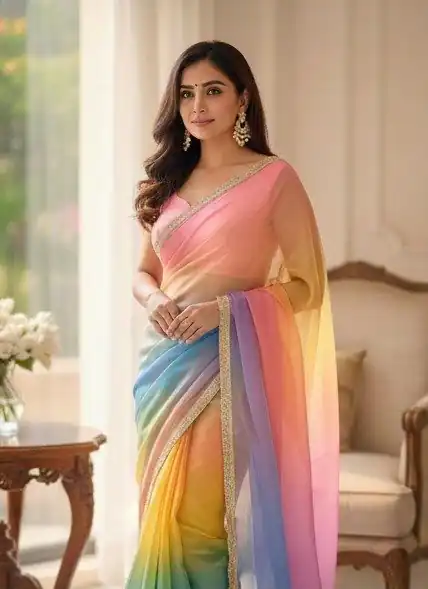 BT 416 Multi Organza Saree with Embroidery Work & Digital Print. Special Price ₹1599. Delivery 4-6 Working Days. Shop now. | Sarees, Bollywood Sarees, Creative Sarees, Designer Sarees, Embroidered Sarees, Ethnic Saree, Modern Digital sarees, Party Wear Sarees