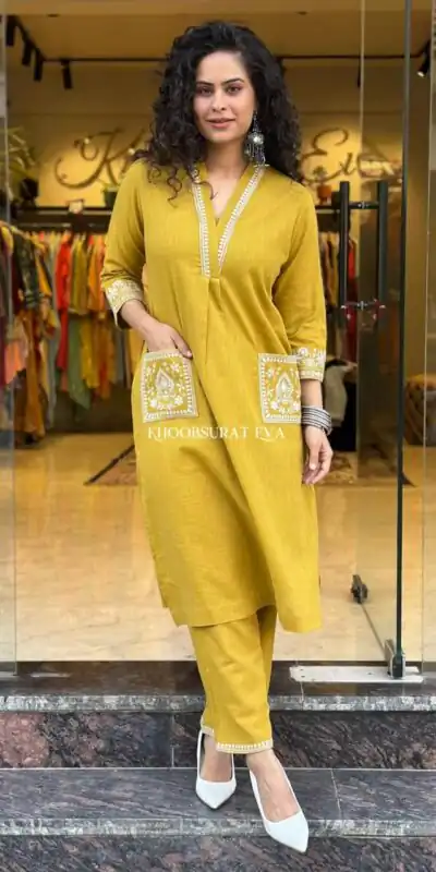 MF 899 Mustered in Color Cambric Cotton Embroidery Work & Lace Work Kurti . Best Price ₹1449. Delivery 4-6 Working Days. Shop now. | Kurti, Bollywood Kurti, Creative Kurtis, Designer Kurti, Party Wear Kurti, Selfie Kurti