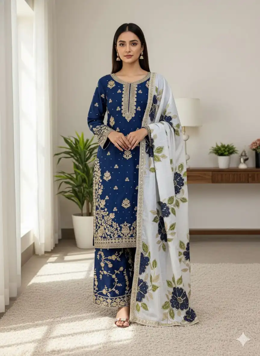 SRK 5315 Navy Blue Organza SILK Salwar Suit Perfect for Wedding, Party, Lohri, Ethnic Day, Eid – . Affordable Price ₹2499. Delivery 4-6 Working Days. | Jump Suits, Tops & Bottoms, Track Suits, Salwar suit, Casual Suits, Creative suits, Designer Suits, Palazzo Suits, Party Wear Suits, Patiala Suits, Straight Suits, Trendy Wear