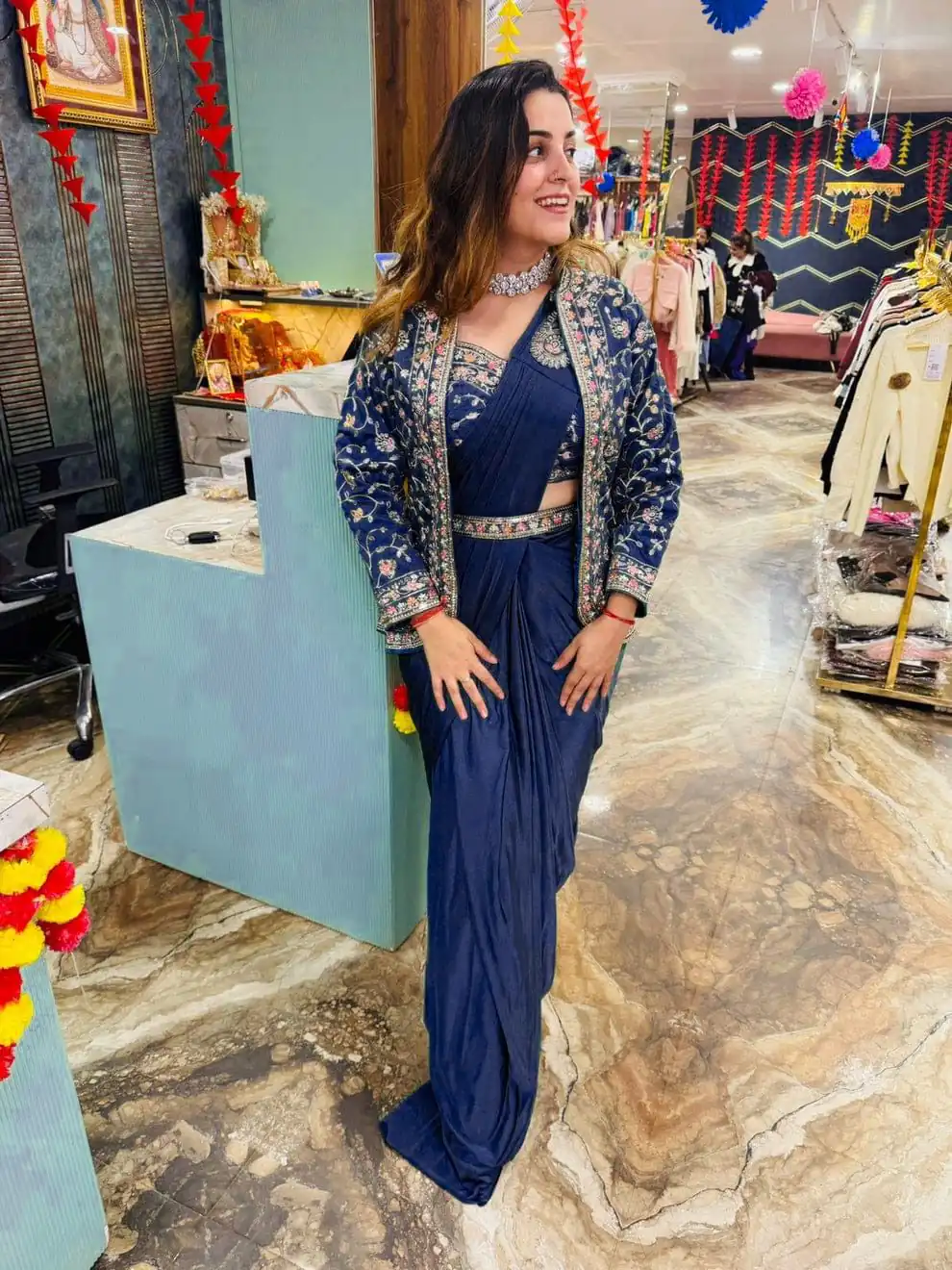 ST 1078 Navy Blue in Color Rangoli Silk Embroidery Work Saree .Wedding, Party, Festive, Events,Best Price ₹2399. Delivery 4-6 Working Days. Shop now. | Sarees, Bollywood Sarees, Creative Sarees, Designer Sarees, Embroidered Sarees, Ethnic Saree, Modern Digital sarees, Party Wear Sarees