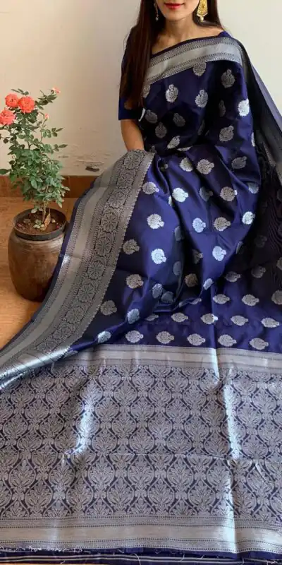 KPR 095 Navy Blue Soft Lichi Silk Saree with Lace Border & Lace Work. Affordable Price ₹1399. Delivery 4-6 Working Days. Shop now. | Sarees, Bollywood Sarees, Creative Sarees, Designer Sarees, Embroidered Sarees, Ethnic Saree, Modern Digital sarees, Party Wear Sarees