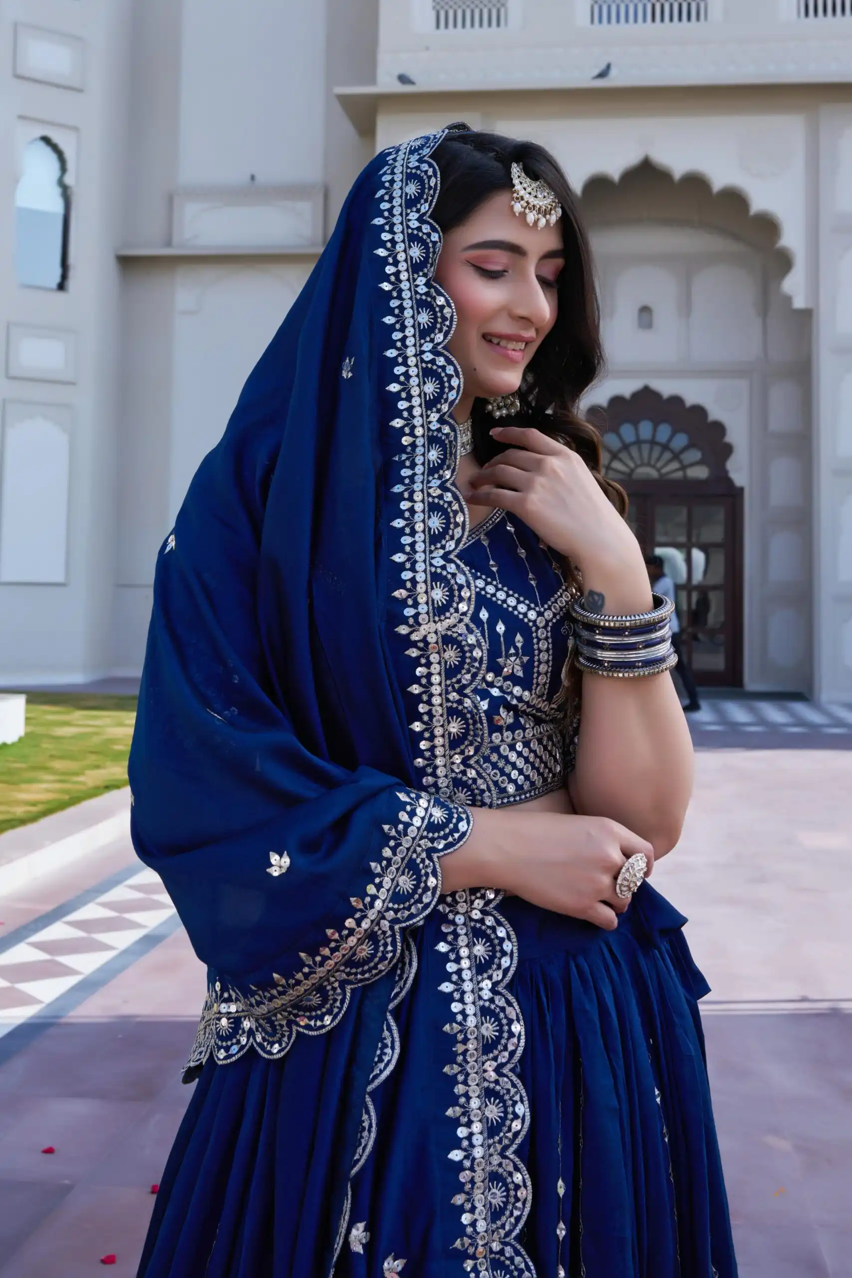 Ram 151 Navy Blue Vichitra Lehenga Choli Perfect for Wedding, Party, Haldi, Mehendi, Eid – . Best Price ₹2649. Delivery 4-6 Working Days. Shop now. | Lehenga, Bollywood Lehenga, Creative Lehenga, Designer Lehenga, Embroidered Lehenga, Party Wear Lehenga