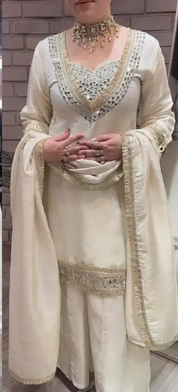 LG 2015 Off White Cosmos Salwar Suit Perfect for Wedding, Party, Karwa Chauth, Eid, Holi – . Exclusive Offer ₹2099. Delivery 4-6 Working Days. Shop now. | Jump Suits, Salwar suit, Casual Suits, Creative suits, Designer Suits, Palazzo Suits, Party Wear Suits, Patiala Suits, Straight Suits