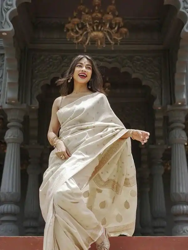 KP 6040 Off White Soft Lilan Slab Saree with Weaving Work Designer Work. Festive Deal ₹1399. Delivery 4-6 Working Days. Shop now. | Sarees, Bollywood Sarees, Creative Sarees, Designer Sarees, Embroidered Sarees, Ethnic Saree, Modern Digital sarees, Party Wear Sarees