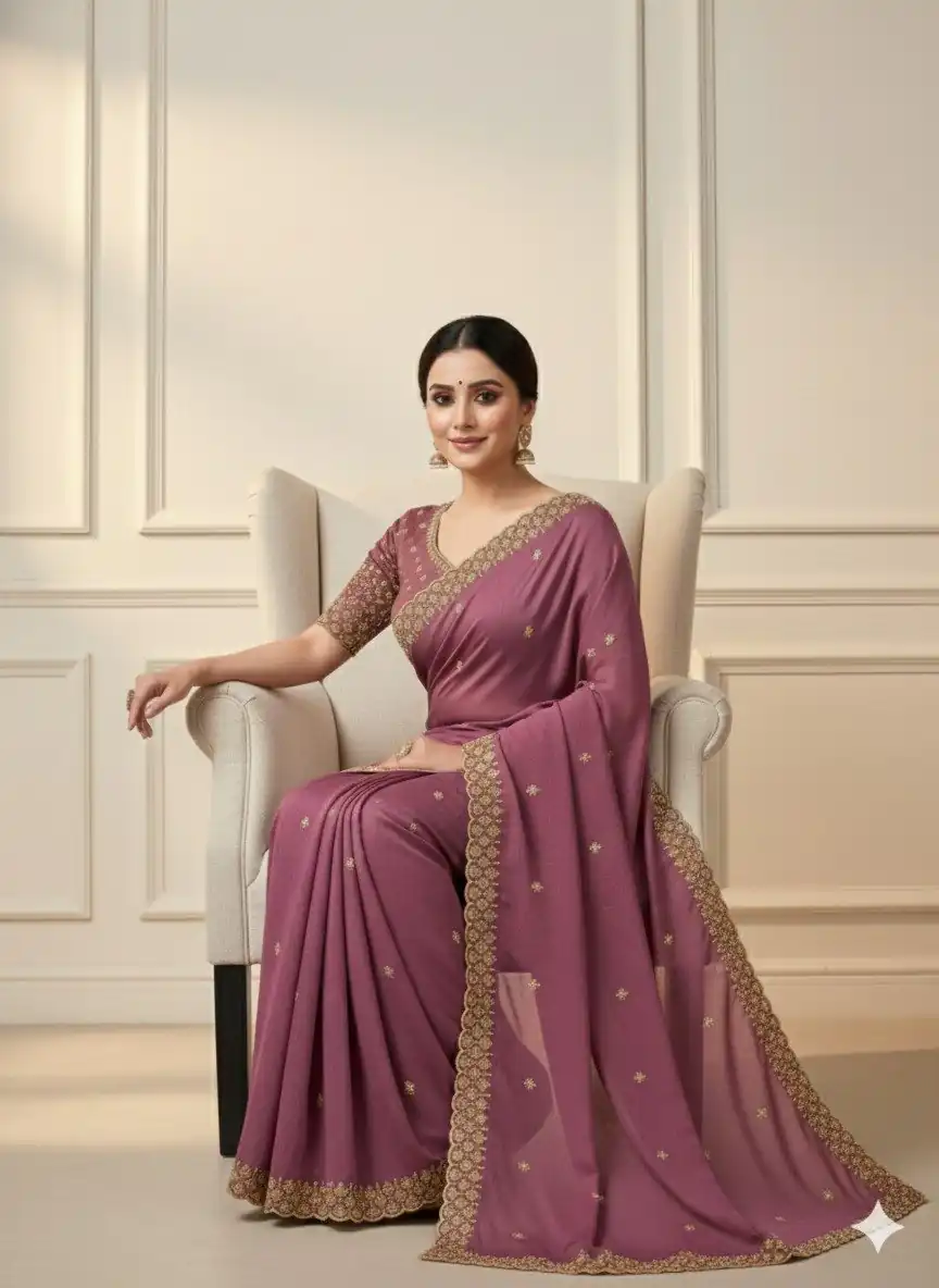 JR 659 Onion in Color Star Georgette Embroidery Work Saree . Available at ₹1799 only. Delivery 4-6 Working Days. Shop now. | Sarees, Bollywood Sarees, Creative Sarees, Designer Sarees, Embroidered Sarees, Ethnic Saree, Modern Digital sarees, Party Wear Sarees
