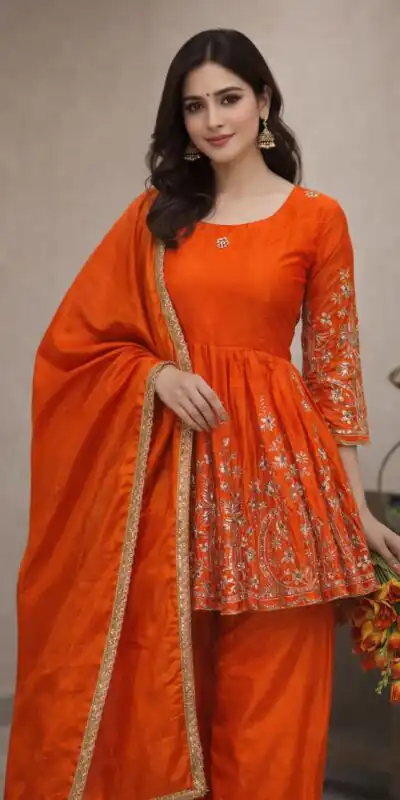 VLM 300 Orange Chinon Silk with Lace Work & Embroidery Work Salwar Suit . Affordable Price ₹1899. Delivery 4-6 Working Days. Shop now. | Jump Suits, Salwar suit, Casual Suits, Creative suits, Designer Suits, Palazzo Suits, Party Wear Suits, Patiala Suits, Straight Suits