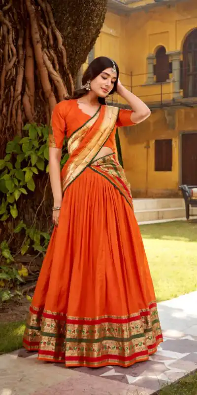 LNB 1903 Orange Pure Chanderi (Naylon) Lehenga Choli Perfect for Wedding, Party, Bridal Wear, Temple Visit, Traditional Day β . Get it for βΉ2499. Delivery | Lehenga, Bollywood Lehenga, Creative Lehenga, Designer Lehenga, Embroidered Lehenga, Party Wear Lehenga