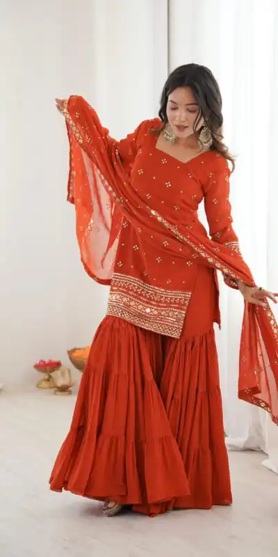 SRK 5317 Orange Georgette Salwar Suit with Embroidery Work. Wedding, Party, Festive Best Price ₹2399. Delivery 4-6 Working Days. Shop now. | Jump Suits, Tops & Bottoms, Track Suits, Salwar suit, Casual Suits, Creative suits, Designer Suits, Palazzo Suits, Party Wear Suits, Patiala Suits, Straight Suits, Trendy Wear