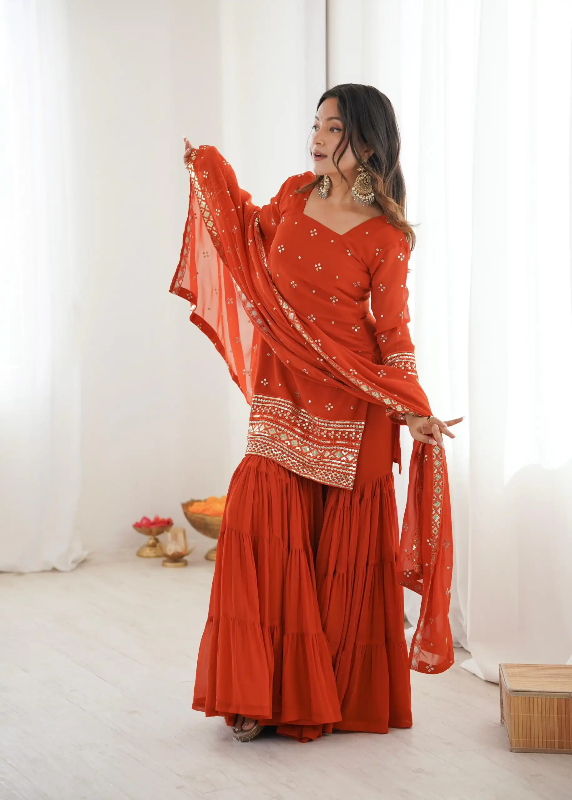 SRK 5317 Orange Georgette Salwar Suit with Embroidery Work. Wedding, Party, Festive Best Price ₹2399. Delivery 4-6 Working Days. Shop now. | Jump Suits, Tops & Bottoms, Track Suits, Salwar suit, Casual Suits, Creative suits, Designer Suits, Palazzo Suits, Party Wear Suits, Patiala Suits, Straight Suits, Trendy Wear