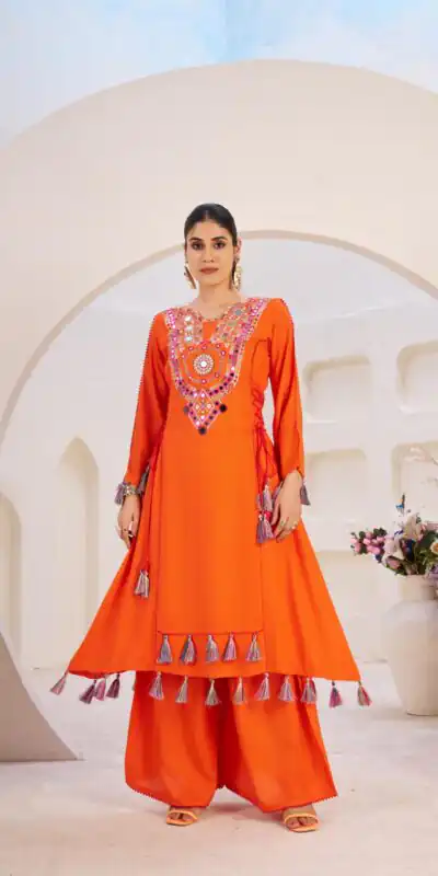 KD 1516 Orange Rayon Thread With Real Mirror Work Salwar Suit. Wedding, Party, Festive, Events, Best Price ₹1999. Delivery 4-6 Working Days. Shop now. | Jump Suits, Tops & Bottoms, Track Suits, Salwar suit, Casual Suits, Creative suits, Designer Suits, Palazzo Suits, Party Wear Suits, Patiala Suits, Straight Suits, Trendy Wear