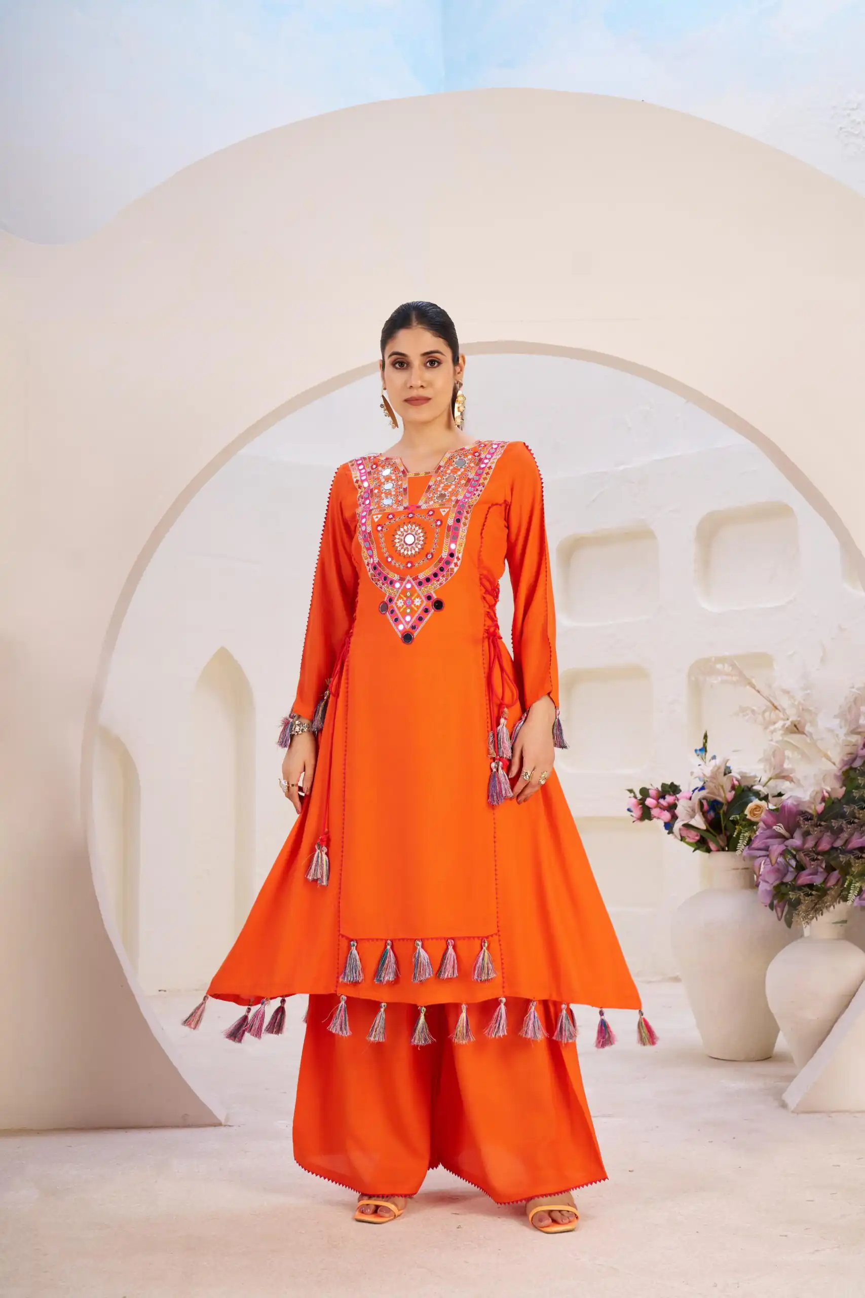 KD 1516 Orange Rayon Thread With Real Mirror Work Salwar Suit. Wedding, Party, Festive, Events, Best Price ₹1999. Delivery 4-6 Working Days. Shop now. | Jump Suits, Tops & Bottoms, Track Suits, Salwar suit, Casual Suits, Creative suits, Designer Suits, Palazzo Suits, Party Wear Suits, Patiala Suits, Straight Suits, Trendy Wear