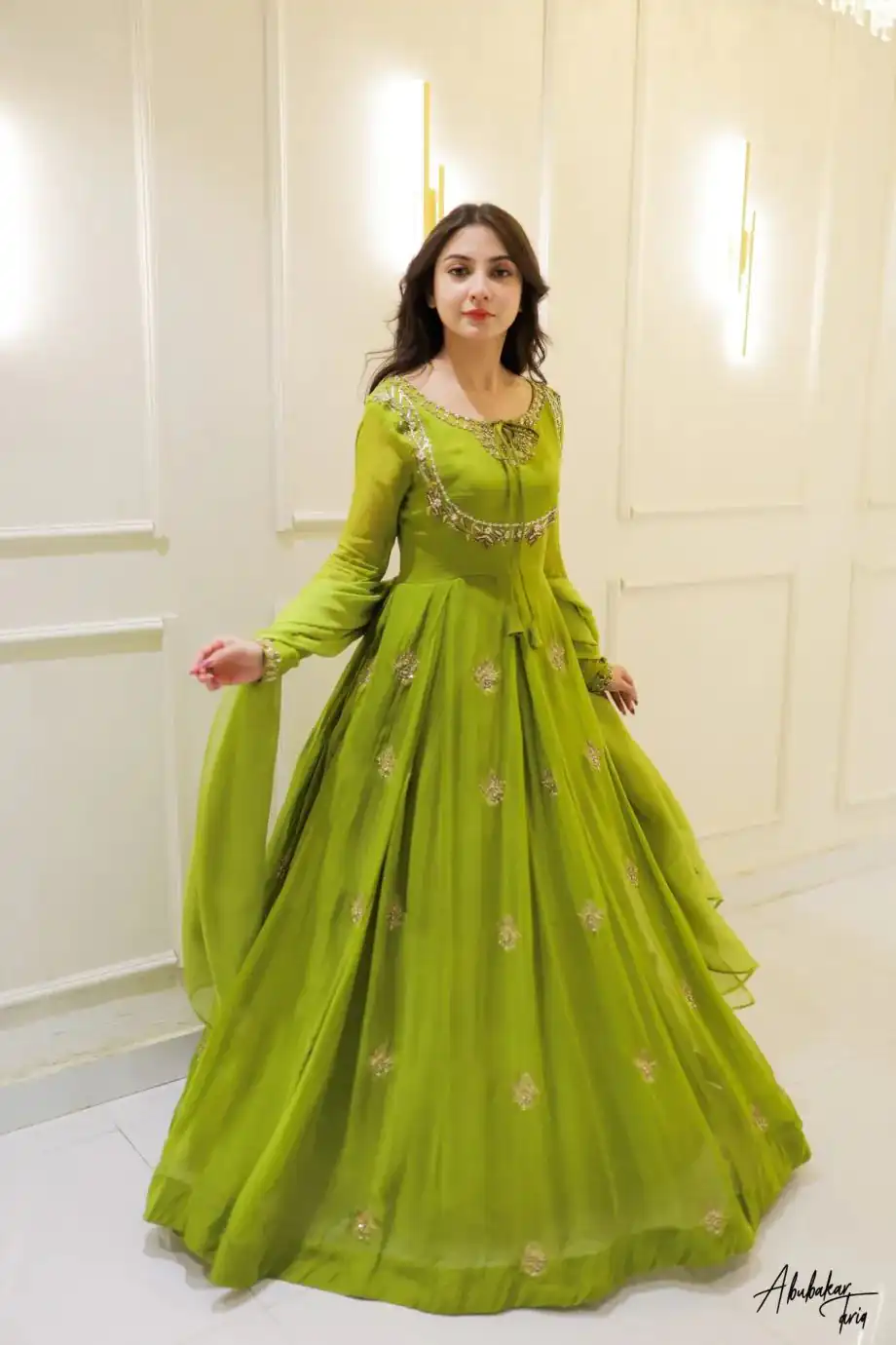LG 2047 Parrot Green in Color Georgette Embroidery Work Gown . Wedding, Party, Festive, Events Grab it for ₹1949. Delivery 4-6 Working Days. Shop now. | Gowns, Bollywood Gowns, Creative Gowns, Designer Gowns, Embroidered Gowns, Party Wear Gowns