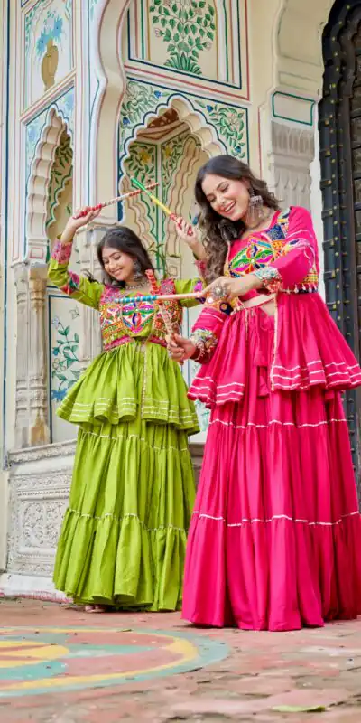 Ram 120 Parrot Green in Pure Cotton Mirror Work & Gamthi Work Lehenga Choli . Exclusive Offer ₹3049. Delivery 4-6 Working Days. Shop now. | Lehenga, Bollywood Lehenga, Creative Lehenga, Designer Lehenga, Embroidered Lehenga, Party Wear Lehenga