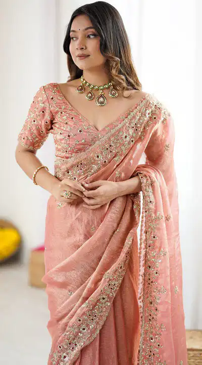 JR 645 Peach Fandy chiffon Saree Perfect for Wedding, Party, Housewarming, Durga Puja, Traditional Day – . Special Price ₹1949. Delivery 4-6 Working Day | Sarees, Bollywood Sarees, Creative Sarees, Designer Sarees, Embroidered Sarees, Ethnic Saree, Modern Digital sarees, Party Wear Sarees