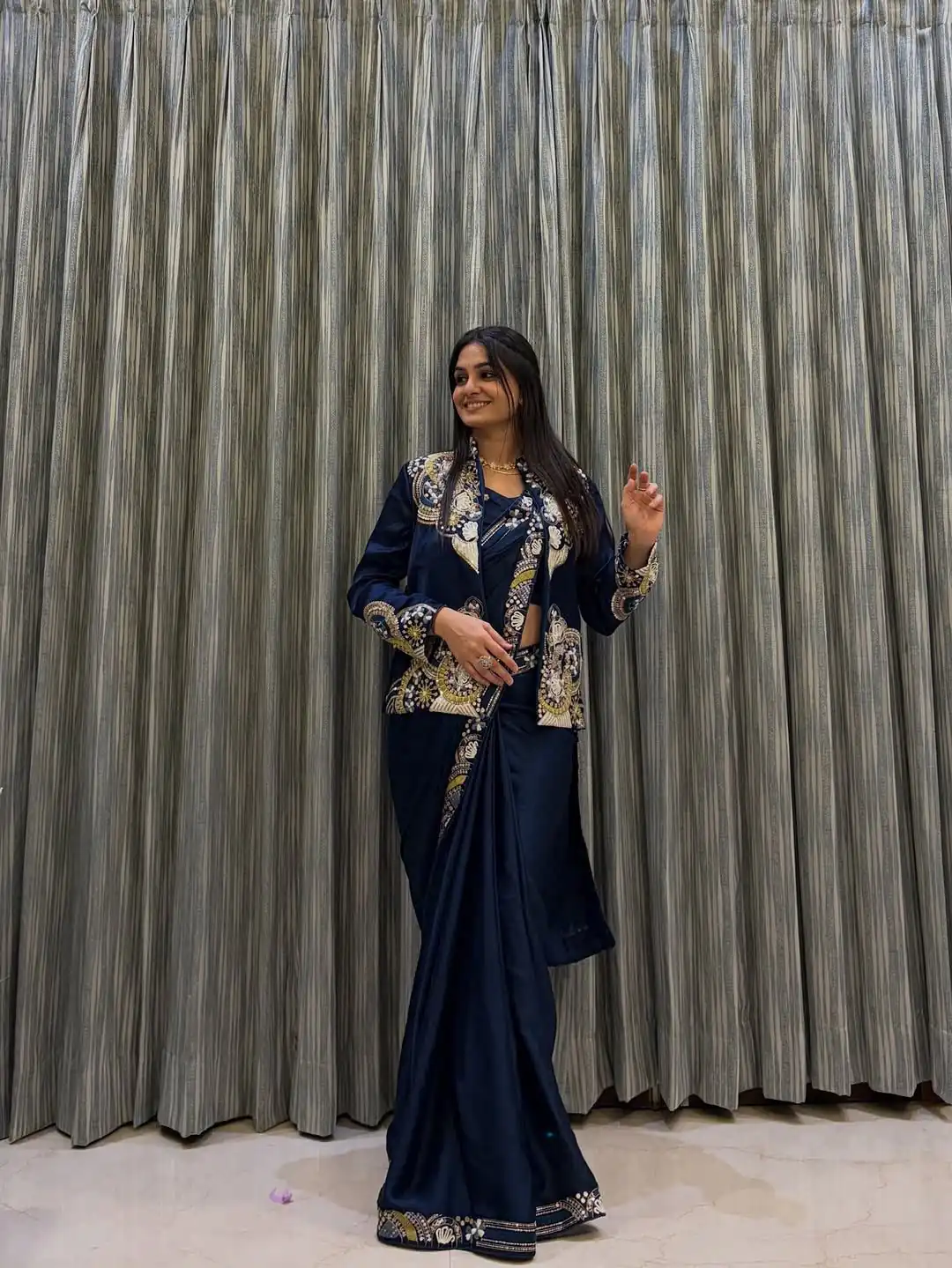 BE 433 Peacock Blue Color French Crape Saree with Embroidery Work. Best Price ₹2099. Delivery 4-6 Working Days. Shop now. | Sarees, Bollywood Sarees, Creative Sarees, Designer Sarees, Embroidered Sarees, Ethnic Saree, Modern Digital sarees, Party Wear Sarees