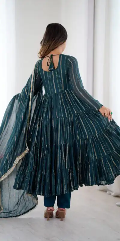 SRK 5305 Peacock Blue Color Mal Chanderi Gown with Mirror Work & Lace Work. Grab it for ₹2399. Delivery 4-6 Working Days. Shop now. | Gowns, Bollywood Gowns, Creative Gowns, Designer Gowns, Embroidered Gowns, Party Wear Gowns