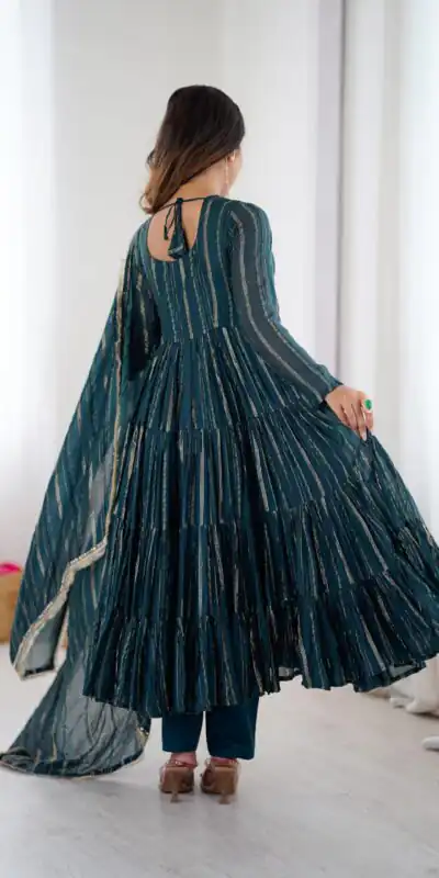 SRK 5305 Peacock Blue Color Mal Chanderi Gown with Mirror Work & Lace Work. Grab it for ₹2399. Delivery 4-6 Working Days. Shop now. | Gowns, Bollywood Gowns, Creative Gowns, Designer Gowns, Embroidered Gowns, Party Wear Gowns