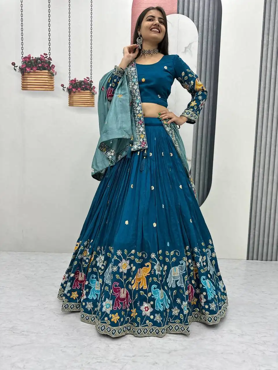 PC 545 Peacock Blue Vichitra Silk Lehenga Choli with Lace Border & Lace Work. Special Price ₹3249. Delivery 4-6 Working Days. Shop now. | Lehenga, Bollywood Lehenga, Creative Lehenga, Designer Lehenga, Embroidered Lehenga, Party Wear Lehenga