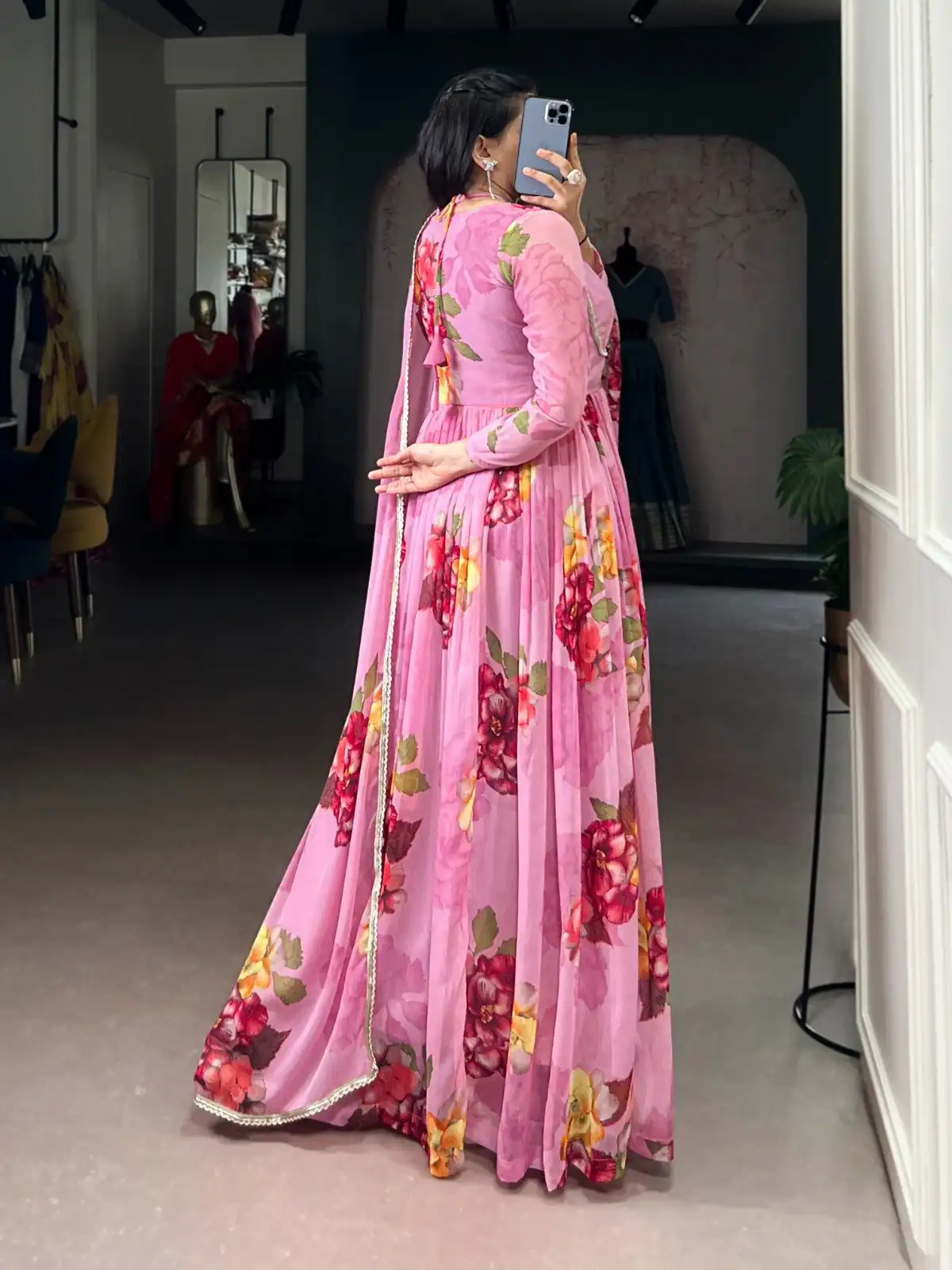 YNF 5103 Pink Lace Work Gown in Chiffon. Get it for ₹1899. Wedding, Party, Festive, Events Delivery 4-6 Working Days. Shop now. | Gowns, Bollywood Gowns, Creative Gowns, Designer Gowns, Embroidered Gowns, Party Wear Gowns