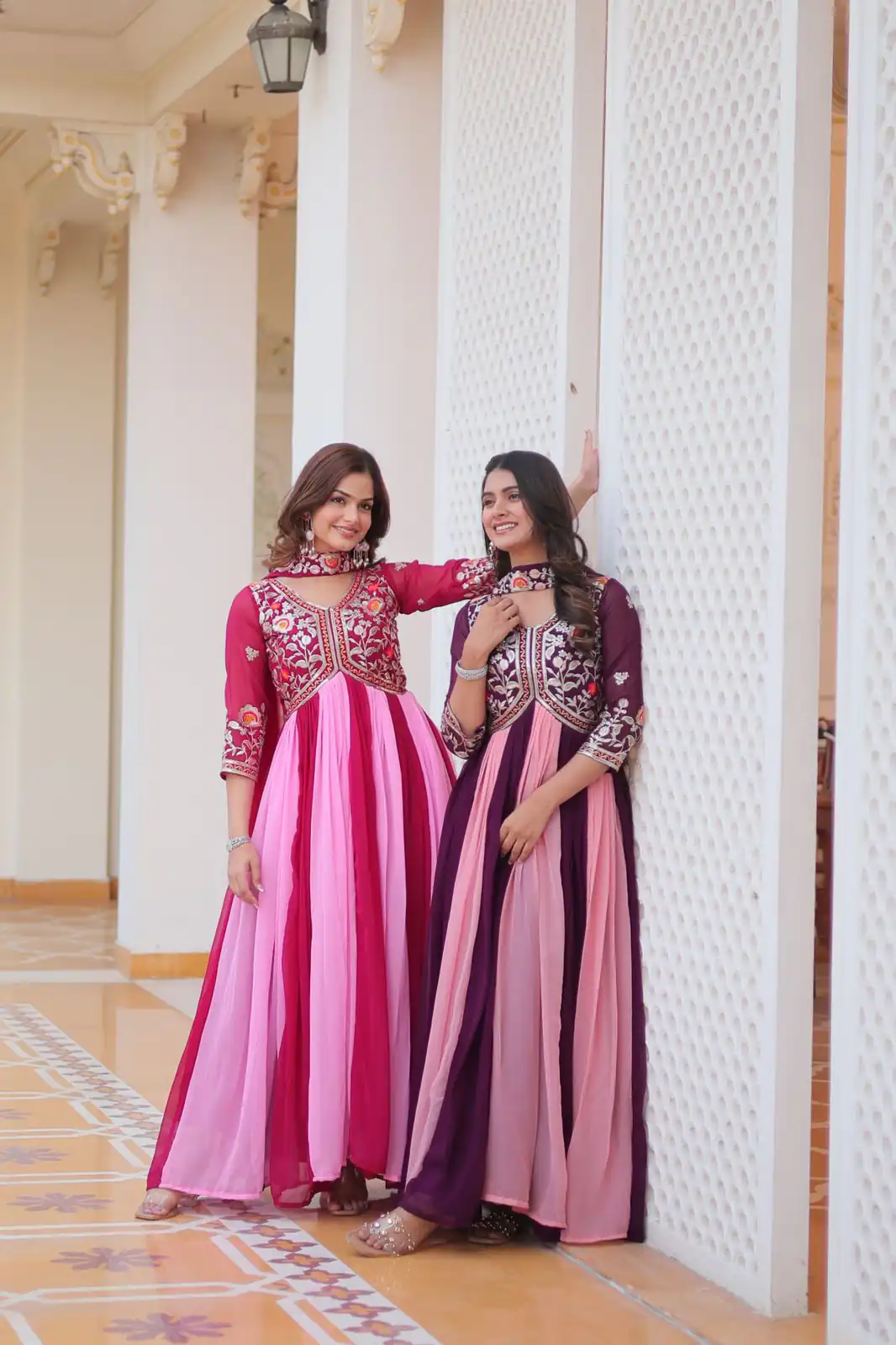 Ram 079 Pink Fox Georgette Gown Perfect for Wedding, Party, Eid, Temple Visit, Pongal – . Best Price ₹2049. Delivery 4-6 Working Days. Shop now. | Gowns, Bollywood Gowns, Creative Gowns, Designer Gowns, Embroidered Gowns, Party Wear Gowns
